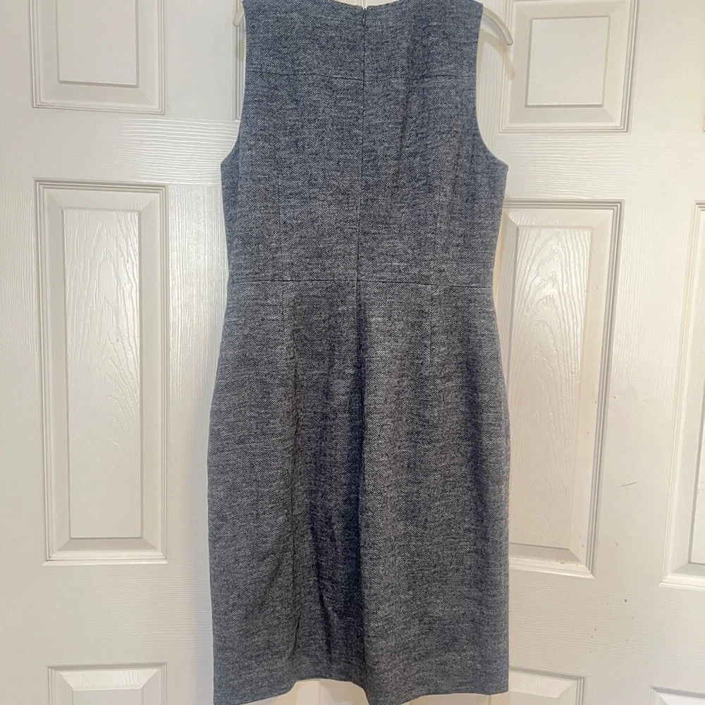 J. Crew Herringbone Knee Length Dress Gray sz 16T Wool blend Workwear business‎